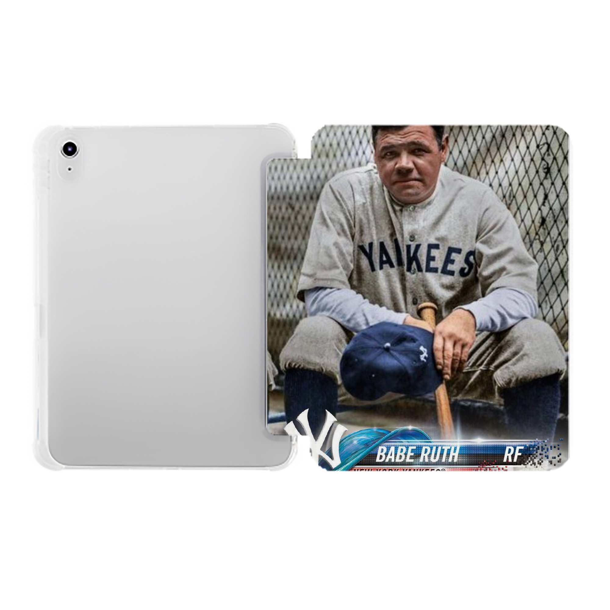 Babe Ruth 24 Premium Tri-Fold PU Leather & Silicone IPad Case With Pencil Slot – Fits 9.5,10.5,10.9 – Adjustable Stand, Slim, Protective